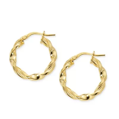 Made in Italy Womens 24K Gold Over Silver Sterling Silver 20mm Hoop Earrings