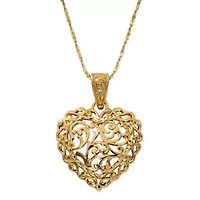 Made in Italy Womens 24K Gold Over Silver Sterling Silver Heart 18 Inch Pendant Necklace
