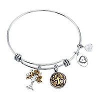 Footnotes Family Womens Marcasite Stainless Steel Bangle Bracelet