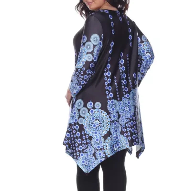 White Mark Plus Rella Womens Scoop Neck 3/4 Sleeve Tunic Top