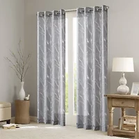 Madison Park Vina Bird Burnout Grommet Top Sheer Single Curtain Panel