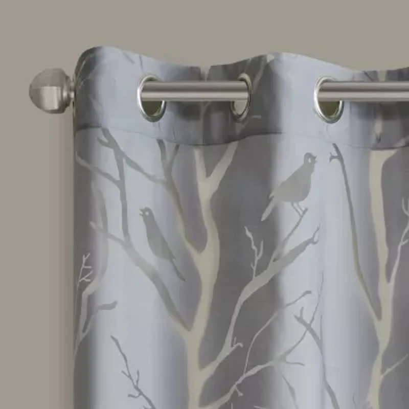 Madison Park Vina Bird Burnout Grommet Top Sheer Single Curtain Panel