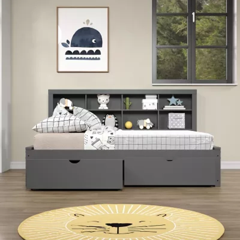 Bookcase Full Daybed with Dual Underbed Drawers