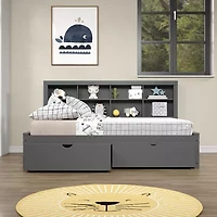 Bookcase Full Daybed with Dual Underbed Drawers