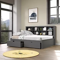 Bookcase Full Daybed with Dual Underbed Drawers