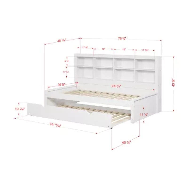 Bookcase Twin Daybed with Twin Trundle