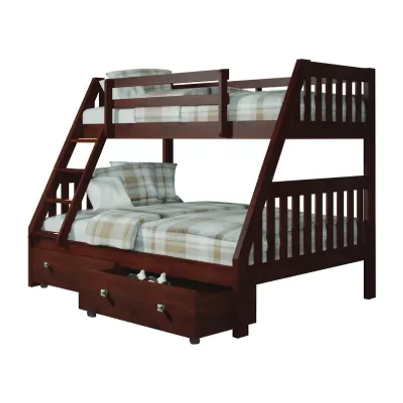 Austin Mission Twin over Full Bunk Bed with Dual Underbed Drawers