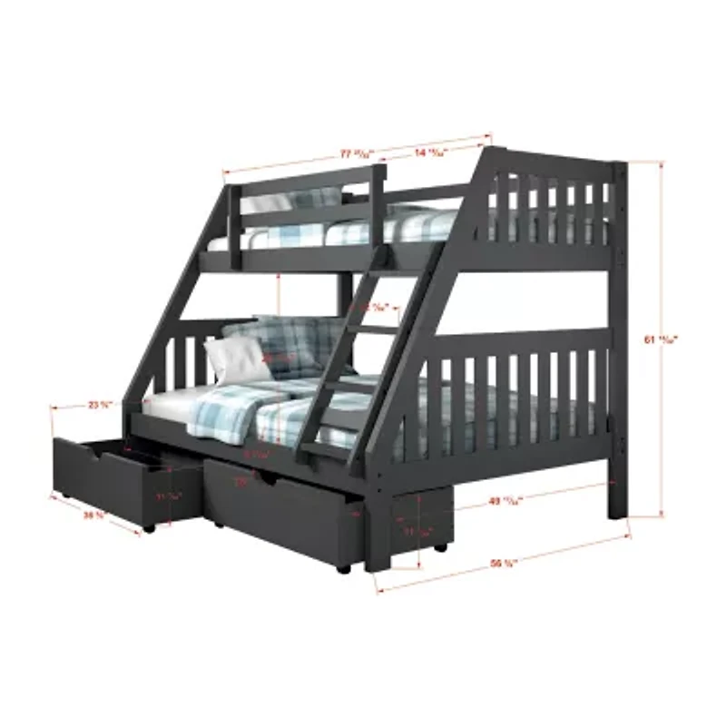 Austin Mission Twin over Full Bunk Bed with Dual Underbed Drawers