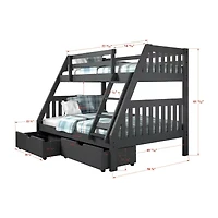 Austin Mission Twin over Full Bunk Bed with Dual Underbed Drawers