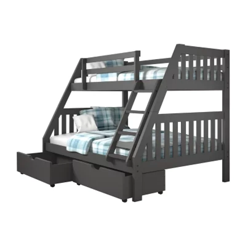 Austin Mission Twin over Full Bunk Bed with Dual Underbed Drawers