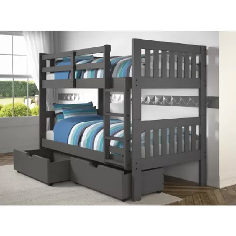 Austin Mission Twin over Twin Bunk Bed with Dual Underbed Drawers
