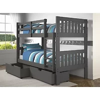 Austin Mission Twin over Twin Bunk Bed with Dual Underbed Drawers