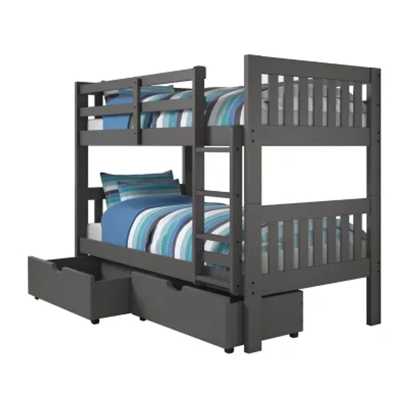 Austin Mission Twin over Twin Bunk Bed with Dual Underbed Drawers