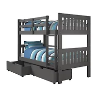 Austin Mission Twin over Twin Bunk Bed with Dual Underbed Drawers