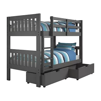 Austin Mission Twin over Twin Bunk Bed with Dual Underbed Drawers