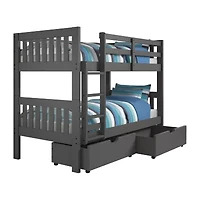 Austin Mission Twin over Twin Bunk Bed with Dual Underbed Drawers