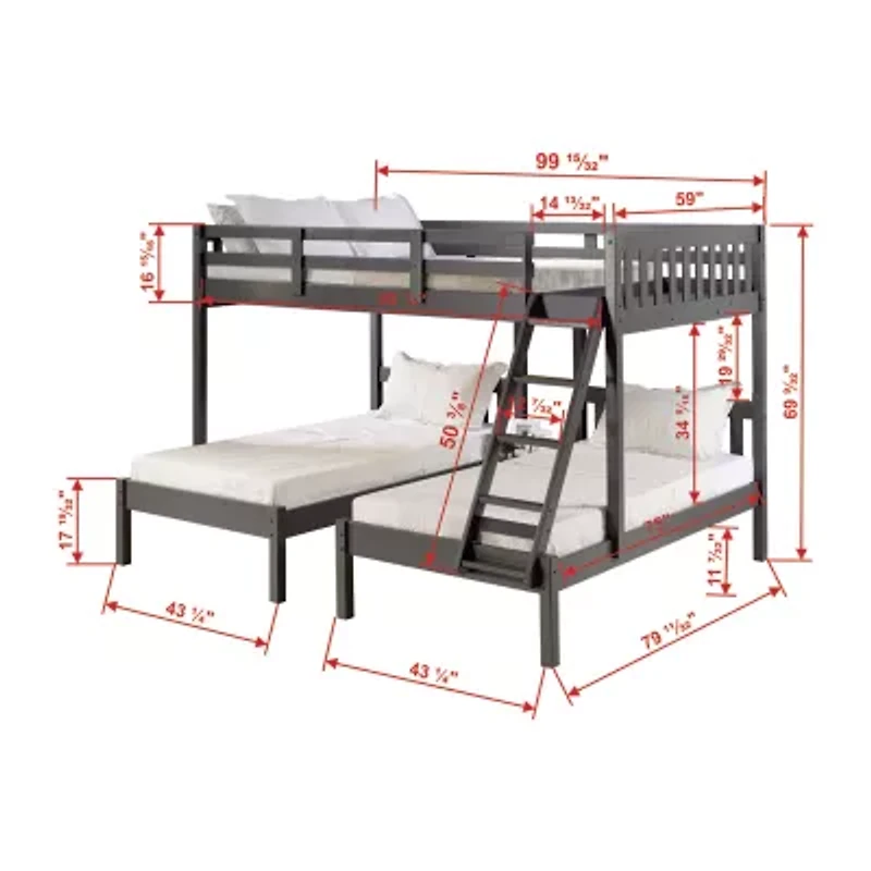 Treble Full over Double Twin Bunkbed