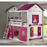 Sweetheart Twin over Twin Bunkbed with Pink Tent