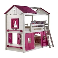 Sweetheart Twin over Twin Bunkbed with Pink Tent
