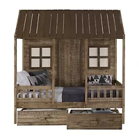 Front Porch Twin Loft Bed with Dual Storage Drawers