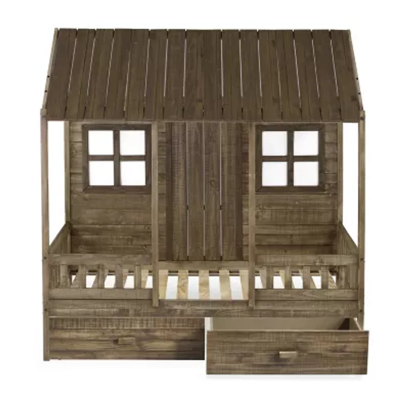 Front Porch Twin Loft Bed with Dual Storage Drawers