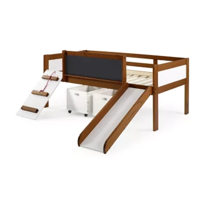 Art & Play Twin Junior Low Loft Bed with Toy Boxes