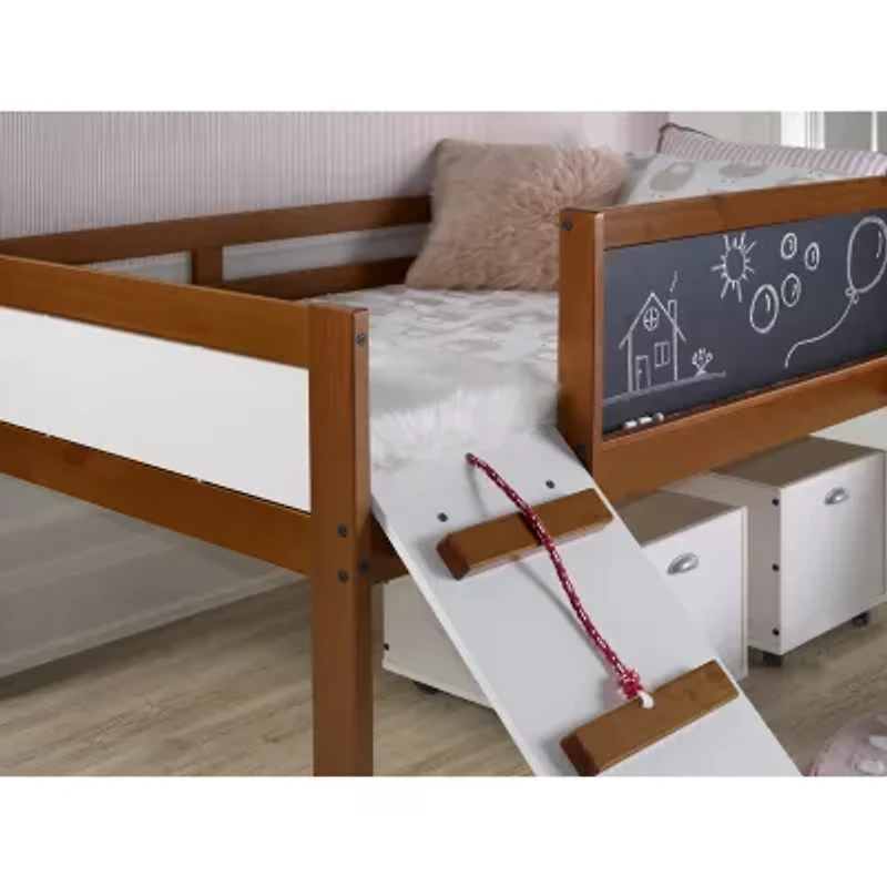 Art & Play Twin Junior Low Loft Bed with Toy Boxes