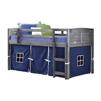 Louver Twin Low Loft Bed with Blue Tent