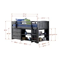 Louver Twin Modular Low Loft Bed