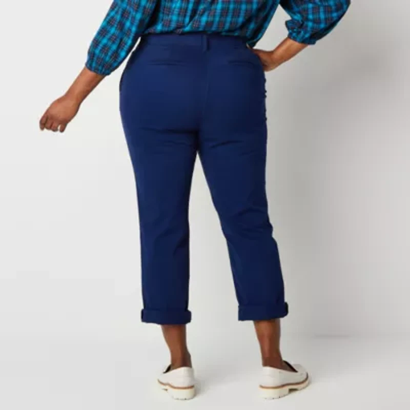 St. John's Bay Plus Women's Relaxed Fit Girl Friend Chino Pant