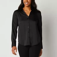 Worthington Womens Long Sleeve Cuffed Regular Fit Button-Down Shirt
