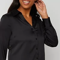 Worthington Womens Cuffed Long Sleeve Regular Fit Button-Down Shirt