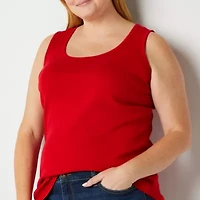 St. John's Bay Womens Plus Scoop Neck Sleeveless Tank Top