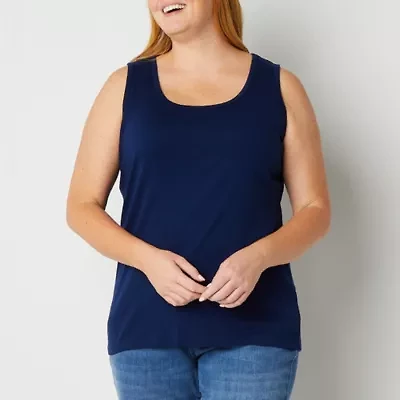 St. John's Bay Womens Scoop Neck Sleeveless Plus Tank Top