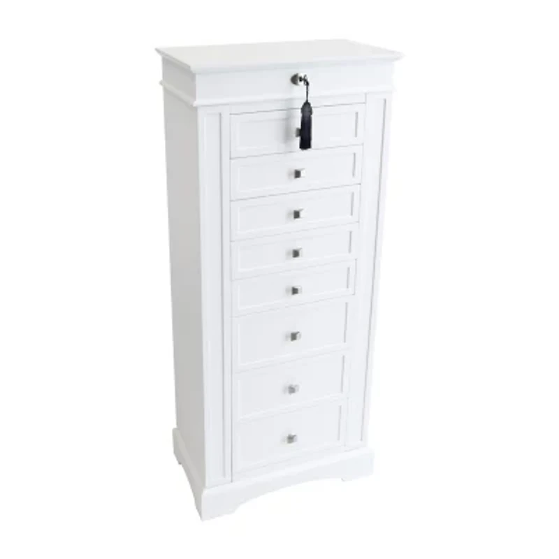 Mele And Co Olympia White Jewelry Armoire