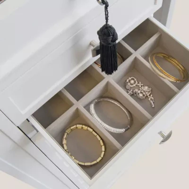 Mele And Co Olympia White Jewelry Armoire