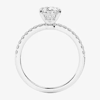 (G-H /  Si1-Si2) Womens 1 CT. T.W. Lab Grown White Diamond 10K Gold Pear Side Stone Engagement Ring