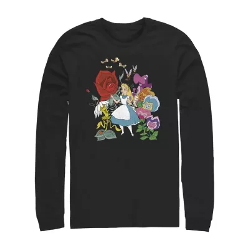 Mens Long Sleeve Alice Wonderland Graphic T-Shirt