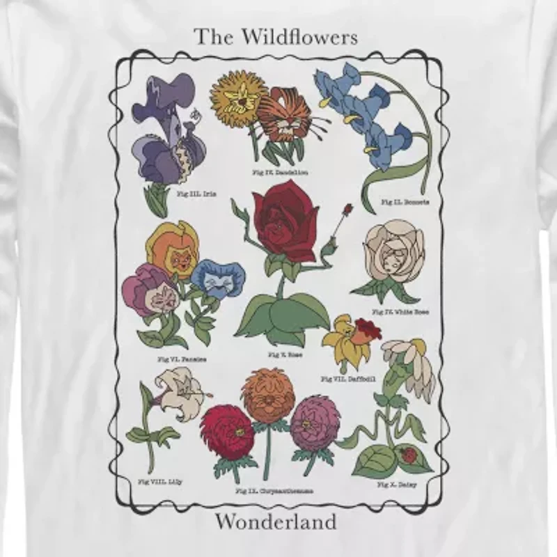 Mens Long Sleeve Alice Wonderland Graphic T-Shirt