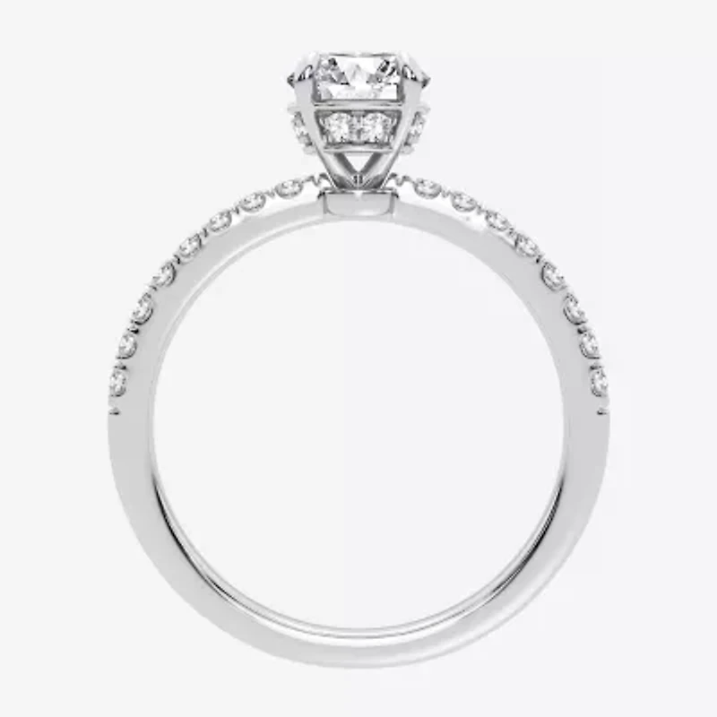 (G-H / Si1-Si2) Womens 1 CT. T.W. Lab Grown White Diamond 10K Gold Round Side Stone Engagement Ring