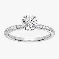(G-H / Si1-Si2) Womens 1 CT. T.W. Lab Grown White Diamond 10K Gold Round Side Stone Engagement Ring