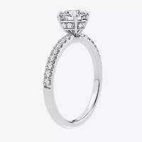 (G-H / Si1-Si2) Womens 1 CT. T.W. Lab Grown White Diamond 10K Gold Round Side Stone Engagement Ring
