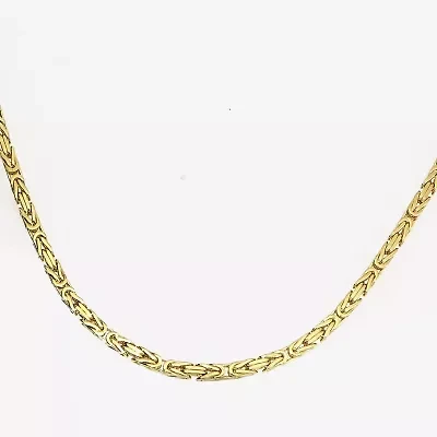 14K Yellow Gold Solid Byzantine 20 Inch Chain Necklace