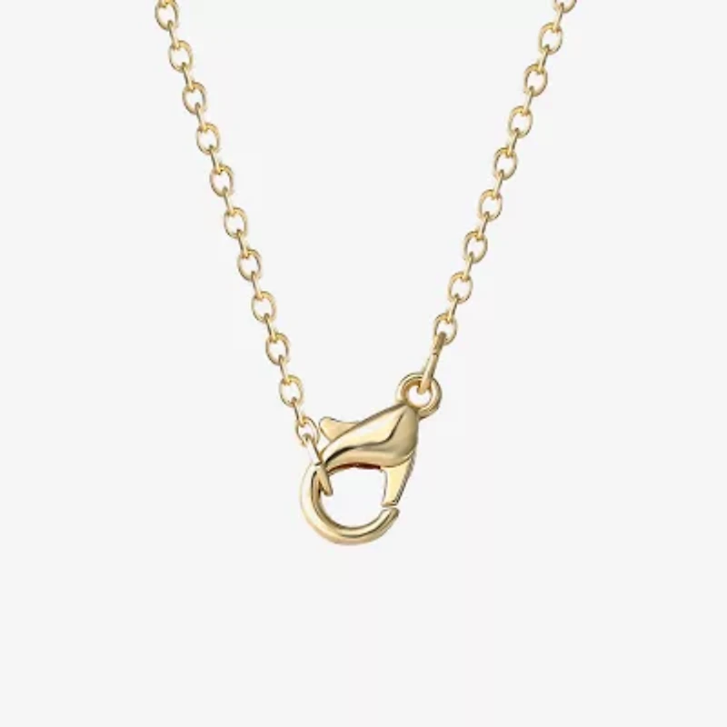 Disney Classics Angel Womens Blue Crystal 18K Gold Over Brass 18 Inch Pendant Necklace