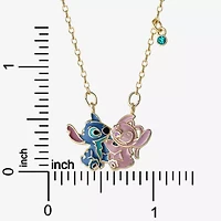 Disney Classics Angel Womens Blue Crystal 18K Gold Over Brass 18 Inch Pendant Necklace