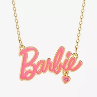 Womens Pink Crystal 18K Gold Over Brass Heart 16 Inch Pendant Necklace