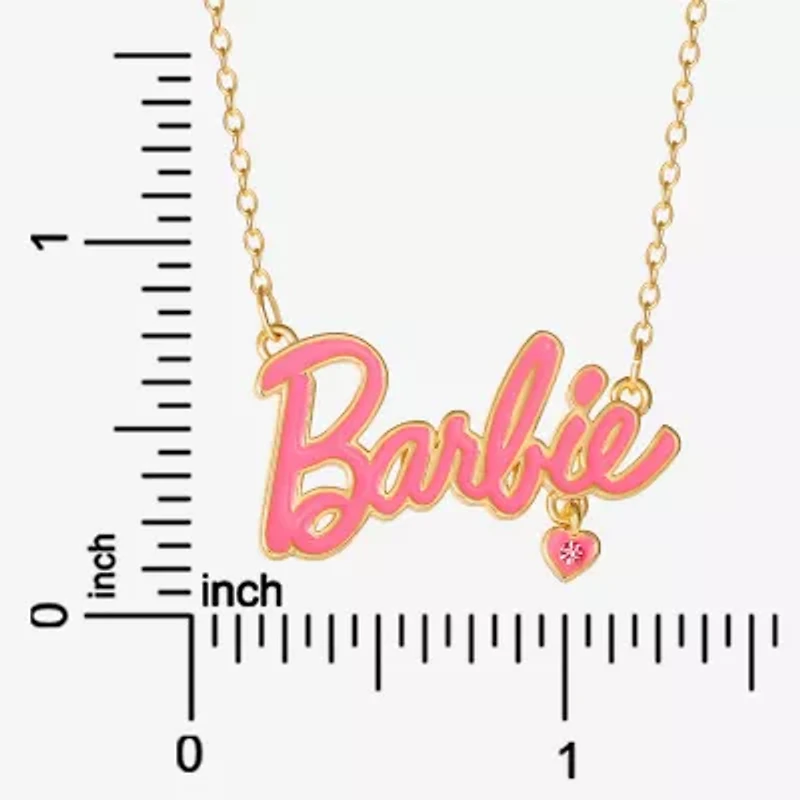 Womens Pink Crystal 18K Gold Over Brass Heart 16 Inch Pendant Necklace