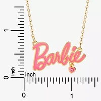 Womens Pink Crystal 18K Gold Over Brass Heart 16 Inch Pendant Necklace