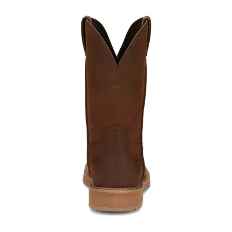 Justin Mens Work Stampede Square Toe Boots