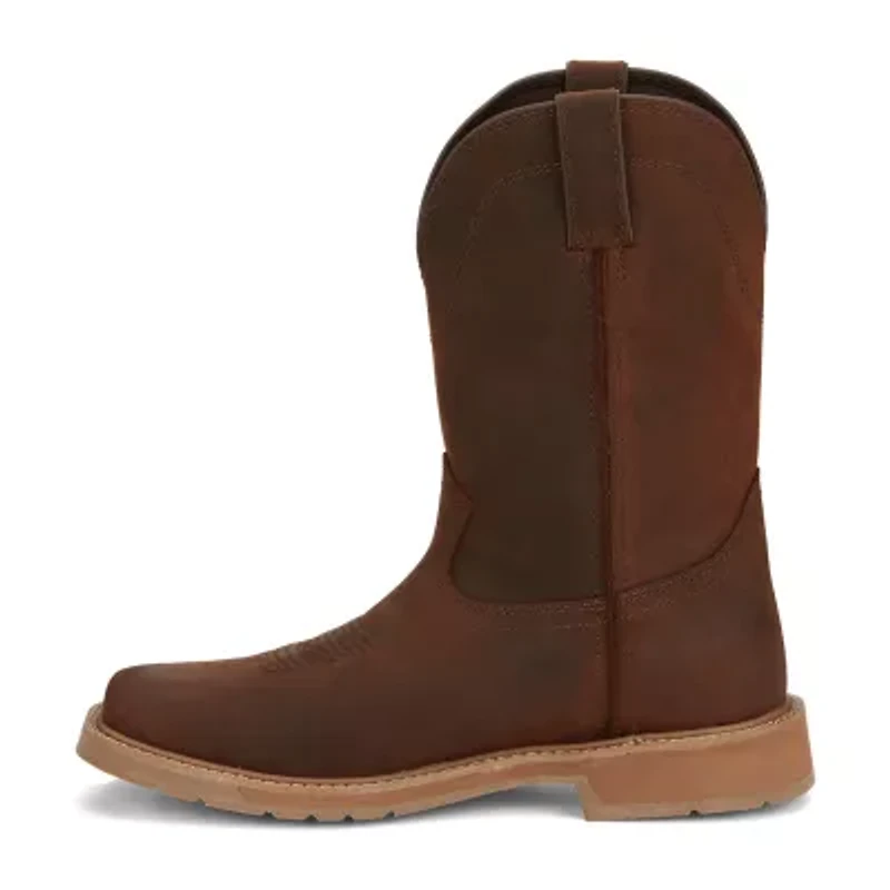 Justin Mens Work Stampede Square Toe Boots
